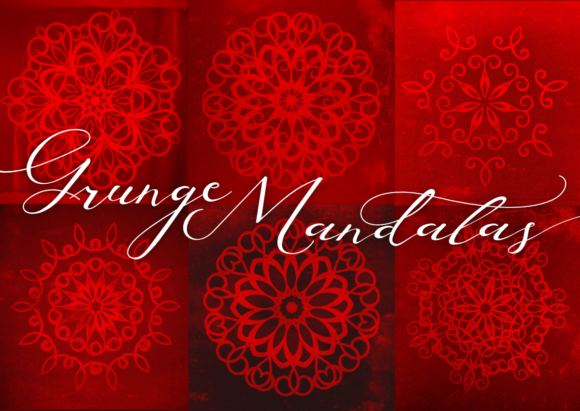 Vintage Christmas Red Retro Mandalas Set